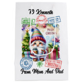 Feestelijke kerstzak met vakantie medium cadeauzakje (Achterkant)