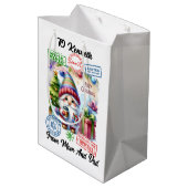 Feestelijke kerstzak met vakantie medium cadeauzakje (Achterkant Gekanteld)