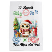 Feestelijke kerstzak met vakantie medium cadeauzakje (Achterkant)