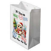 Feestelijke kerstzak met vakantie medium cadeauzakje (Achterkant Gekanteld)