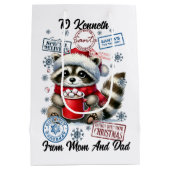 Feestelijke kerstzak met vrolijke vakantie medium cadeauzakje (Achterkant)