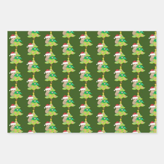 feestelijke kerstzeugen inpakpapier vel (Voorkant)