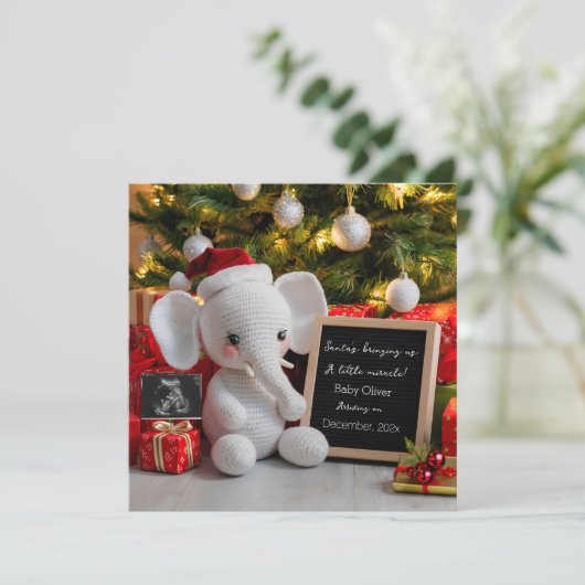 Feestelijke kerstzwangerschapsaankondiging kaart (Staand voorkant)