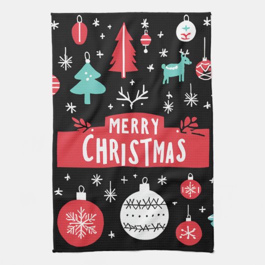 Feestelijke keukenhanddoek | "Prettig kerstfeest" (Verticaal)