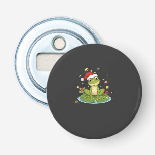 Feestelijke Kikker Kring - Schattige Kerstkikker o Button Flesopener