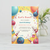 Feestelijke Kinder Bowling thema verjaardagsfeestj Kaart (Staand voorkant)