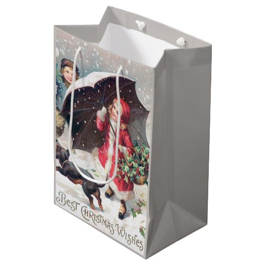 feestelijke kinder kerstfeestdag medium cadeauzakje (Voorkant Gekanteld)