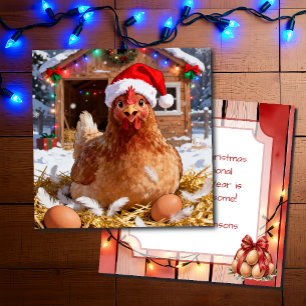 Feestelijke kip en Kerstgrap Grappig Kaart