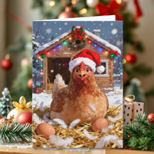 Feestelijke kip en Kerstgrapjes Grappig Kaart