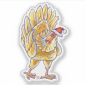 Feestelijke kip in een kerstmuts sticker (Voorkant)