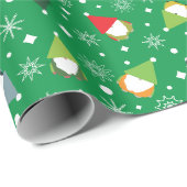 Feestelijke Kitschy Gnome en Snowflake Wrapping Pa Cadeaupapier (Rol Hoek)