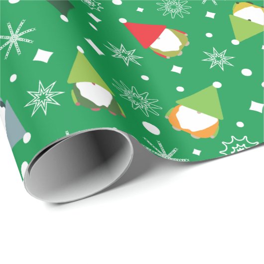 Feestelijke Kitschy Gnome en Snowflake Wrapping Pa Cadeaupapier (Rol Hoek)