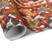 Feestelijke Kitten Kerst Inpakpapier (Rol Hoek)