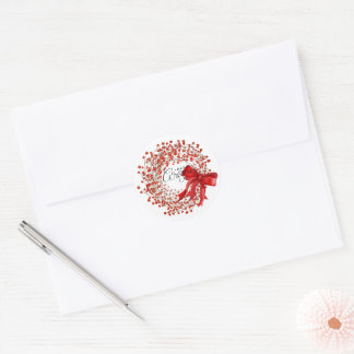 Feestelijke Klassieke Rode Bes Krans Prettig Kerst Ronde Sticker