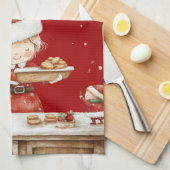 Feestelijke Klassieke Rode Mevrouw Claus Kerst Bak Theedoek (Quarter Fold)