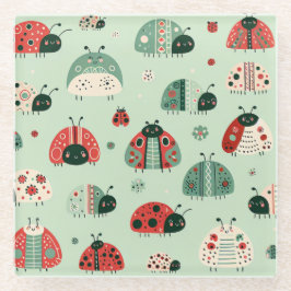 Feestelijke kleine beestjes glazen onderzetter