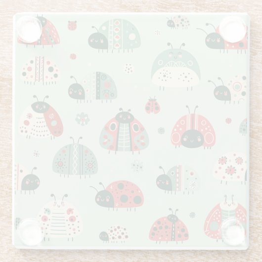 Feestelijke kleine beestjes glazen onderzetter (Achterkant)