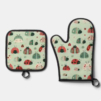 Feestelijke Kleine Beestjes Ovenwant & Pannenlap Set