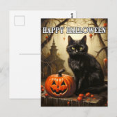 Feestelijke Kleine Zwarte Kitty Kat Briefkaart (Voorkant / Achterkant)