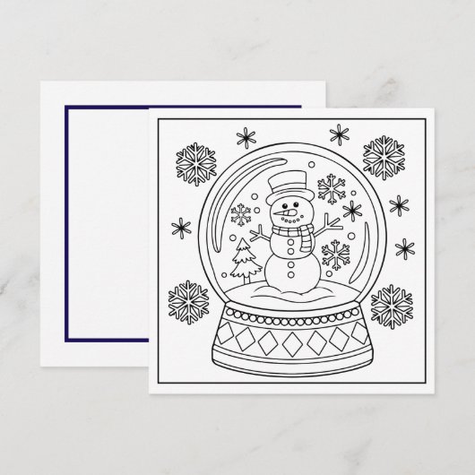 Feestelijke kleurliefhebbers sneeuwman wereldbol feestdagenkaart (Voorkant / Achterkant)