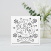 Feestelijke kleurliefhebbers sneeuwman wereldbol feestdagenkaart (Staand voorkant)