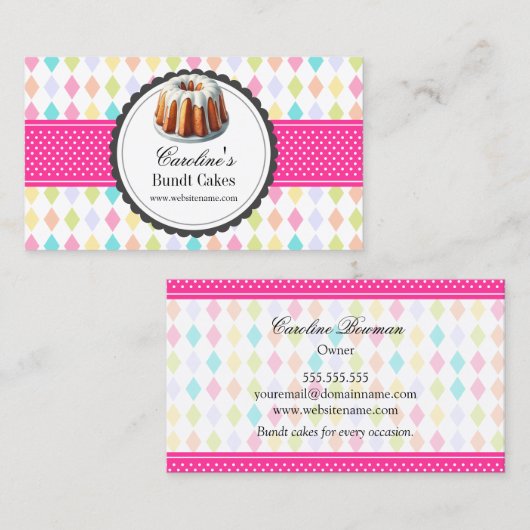 Feestelijke kleurrijke Bundt Cake Visitekaartje (Voorkant / Achterkant)
