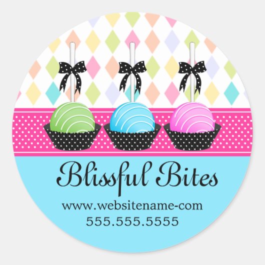 Feestelijke Kleurrijke Cake Poppen Bakkerij Box Se Ronde Sticker (Voorkant)