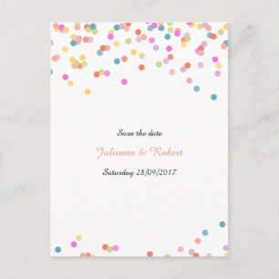 Feestelijke Kleurrijke Confetti Bewaar het Date Br Aankondigingskaart