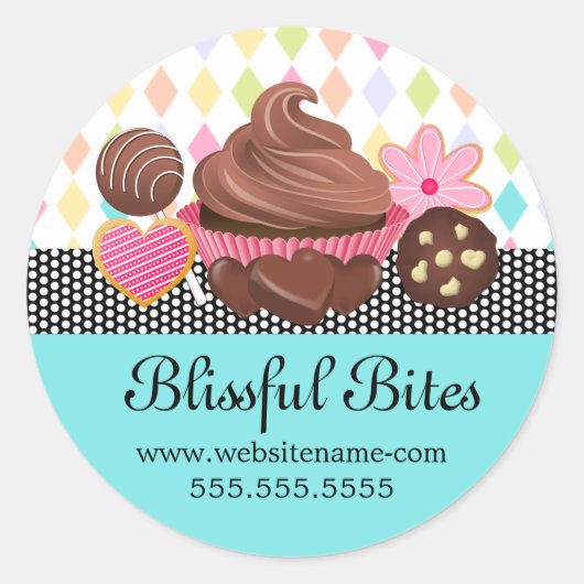 Feestelijke Kleurrijke Cupcake Cake Poppen Cookies Ronde Sticker (Voorkant)