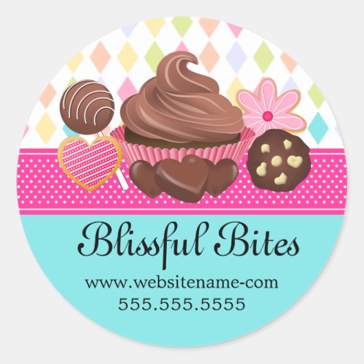 Feestelijke Kleurrijke Cupcake Cake Poppen Cookies Ronde Sticker (Voorkant)