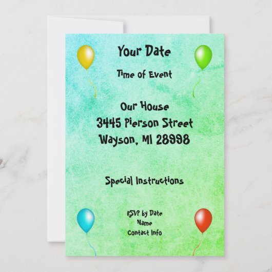 Feestelijke Kleurrijke Fantasy Lizard Ballonnen Ve Kaart (Achterkant)