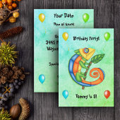 Feestelijke Kleurrijke Fantasy Lizard Ballonnen Ve Kaart