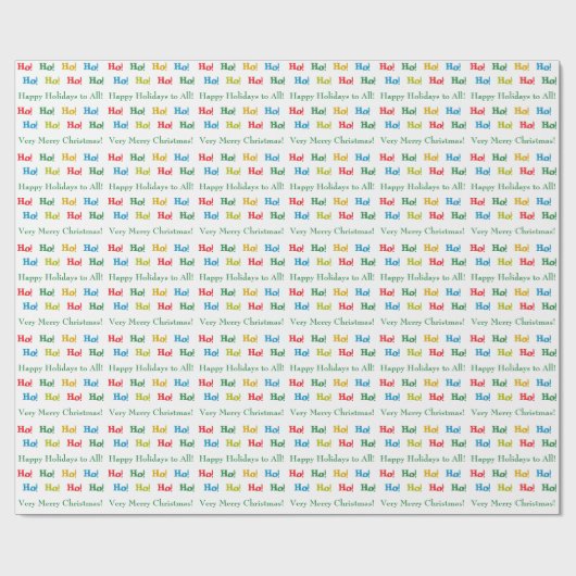 Feestelijke kleurrijke gepersonaliseerde ho! Ho! H Cadeaupapier (Vlak)