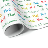 Feestelijke kleurrijke gepersonaliseerde ho! Ho! H Cadeaupapier (Rol Hoek)