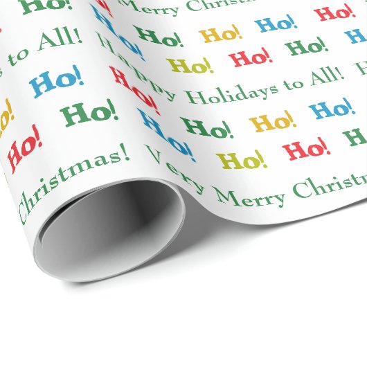 Feestelijke kleurrijke gepersonaliseerde ho! Ho! H Cadeaupapier (Rol Hoek)