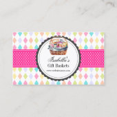 Feestelijke kleurrijke geschenkmand visitekaartje (Voorkant)