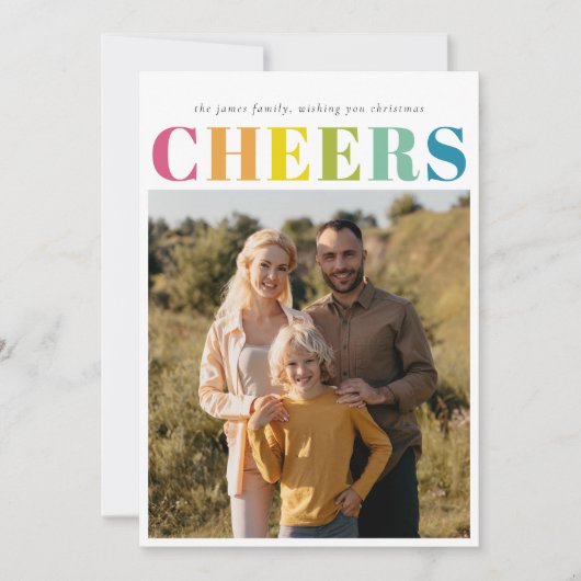 Feestelijke kleurrijke juichen kerst vier foto feestdagenkaart (Voorkant)