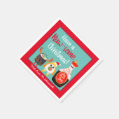 Feestelijke kleurrijke Kawaii Sushi Roll Kerstfees Servet (Hoek)