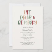 Feestelijke Kleurrijke Kerst Eet Drink En Wees Vro Kaart (Voorkant)