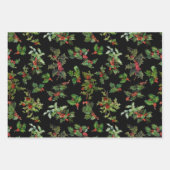 Feestelijke Kleurrijke Kerst Holly en Plaid Inpakpapier Vel (Voorkant 3)