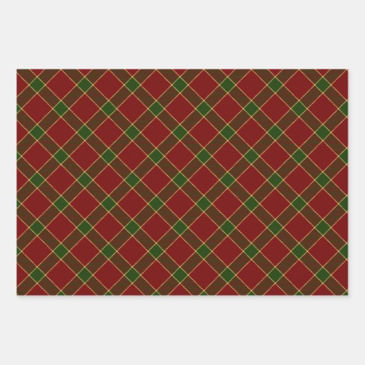Feestelijke Kleurrijke Kerst Holly en Plaid Inpakpapier Vel (Voorkant 2)