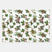 Feestelijke Kleurrijke Kerst Holly en Plaid Inpakpapier Vel (Voorkant)