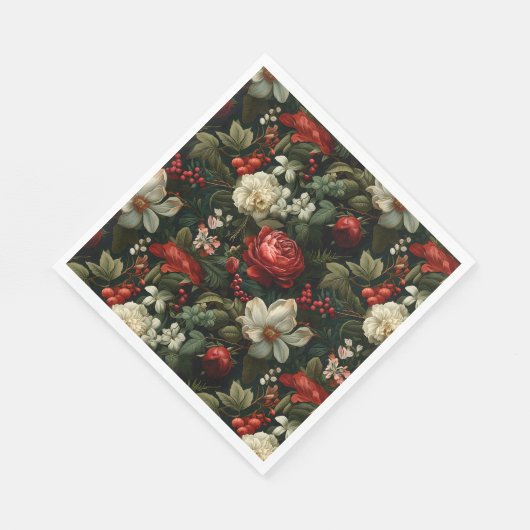 Feestelijke kleurrijke kerst Rozen, Pine en Holly Servet (Hoek)