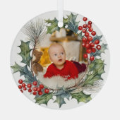 Feestelijke Kleurrijke Kerst Waterverf Foto Krans Glas Ornament (Achterkant)