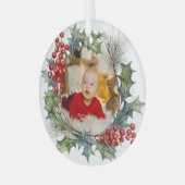 Feestelijke Kleurrijke Kerst Waterverf Foto Krans Glas Ornament (Voorkant links)