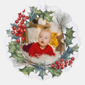 Feestelijke Kleurrijke Kerst Waterverf Foto Krans Ornament Kaart (Voorkant)