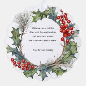 Feestelijke Kleurrijke Kerst Waterverf Foto Krans Ornament Kaart (Achterkant)