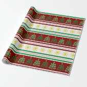 feestelijke, kleurrijke kerstbomen en sneeuwvlokke cadeaupapier (Uitgerold)