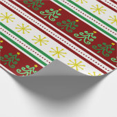 feestelijke, kleurrijke kerstbomen en sneeuwvlokke cadeaupapier (Hoek)