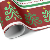 feestelijke, kleurrijke kerstbomen en sneeuwvlokke cadeaupapier (Rol Hoek)